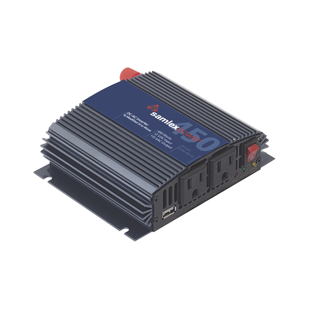 Inversor de Corriente (CD-CA). Potencia Nominal 450 W, Ent:12Vcc, Sal: 115Vca 60 Hz