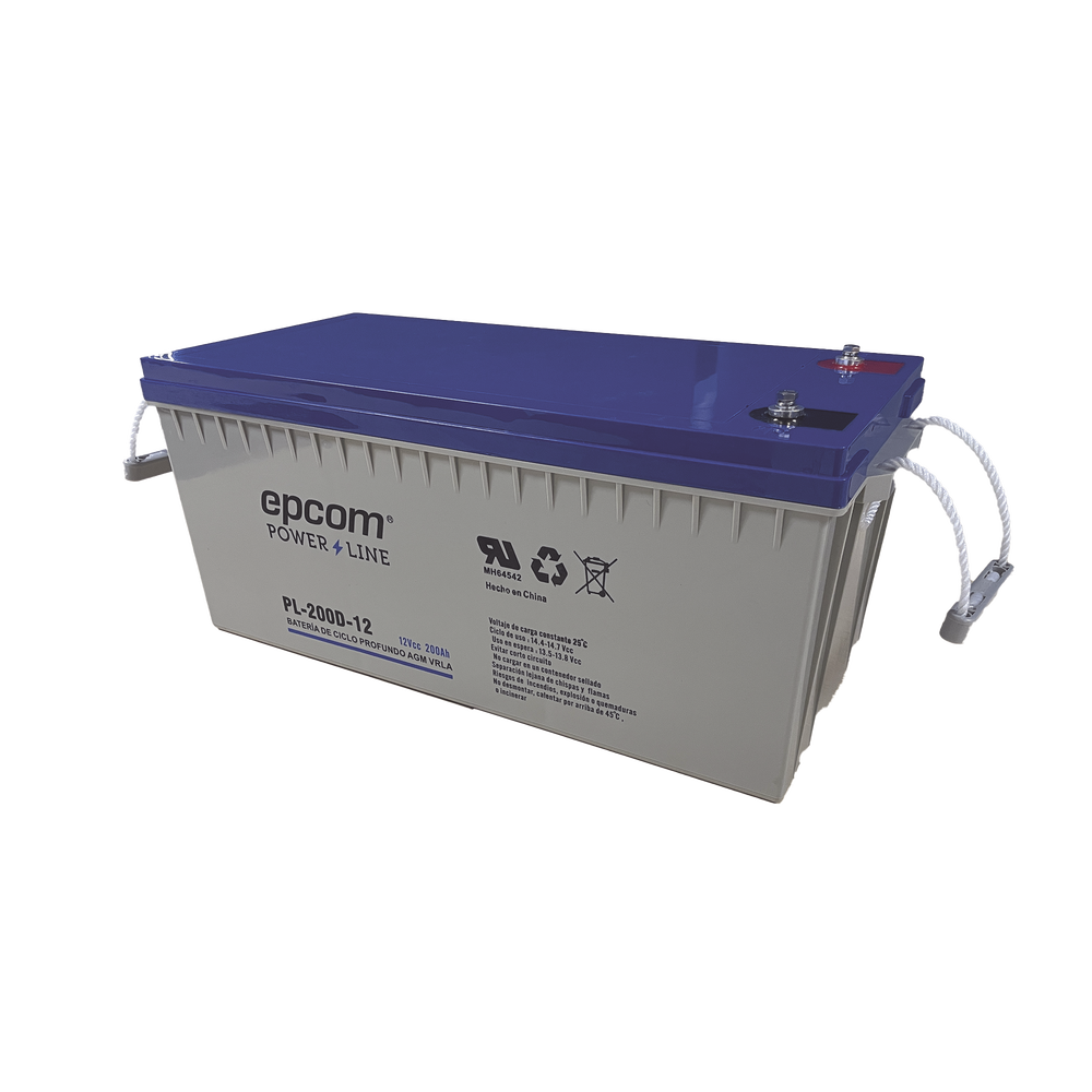 Batería 12V @ 200Ah / AGM-VRLA Ciclado Profundo / Uso en Aplicaciones Fotovoltaicas y de Respaldo /Terminales Tipo Tornillo HEX M6
