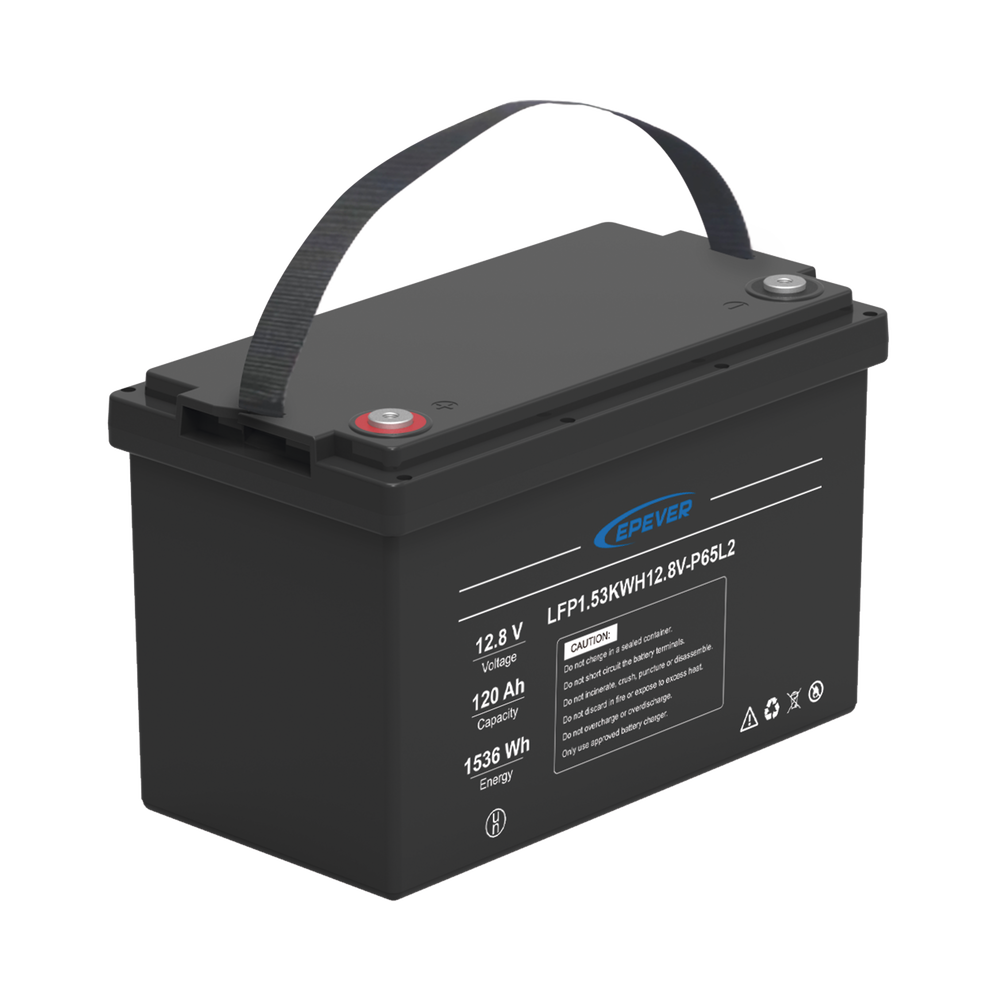 Batería de Litio LiFePO4 Ciclo Profundo 12.8V, 120Ah, 1.53kwh, para exterior, libre de mantenimiento