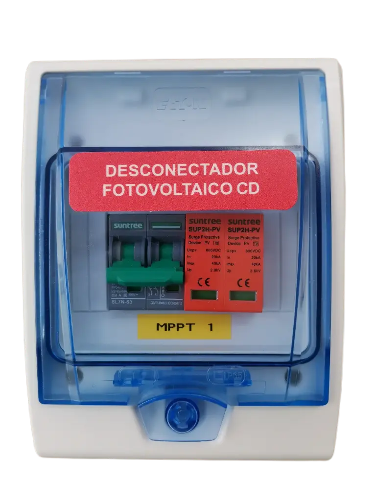 Caja Interruptor y Supresor 600v de Corriente Directa 1 Strings