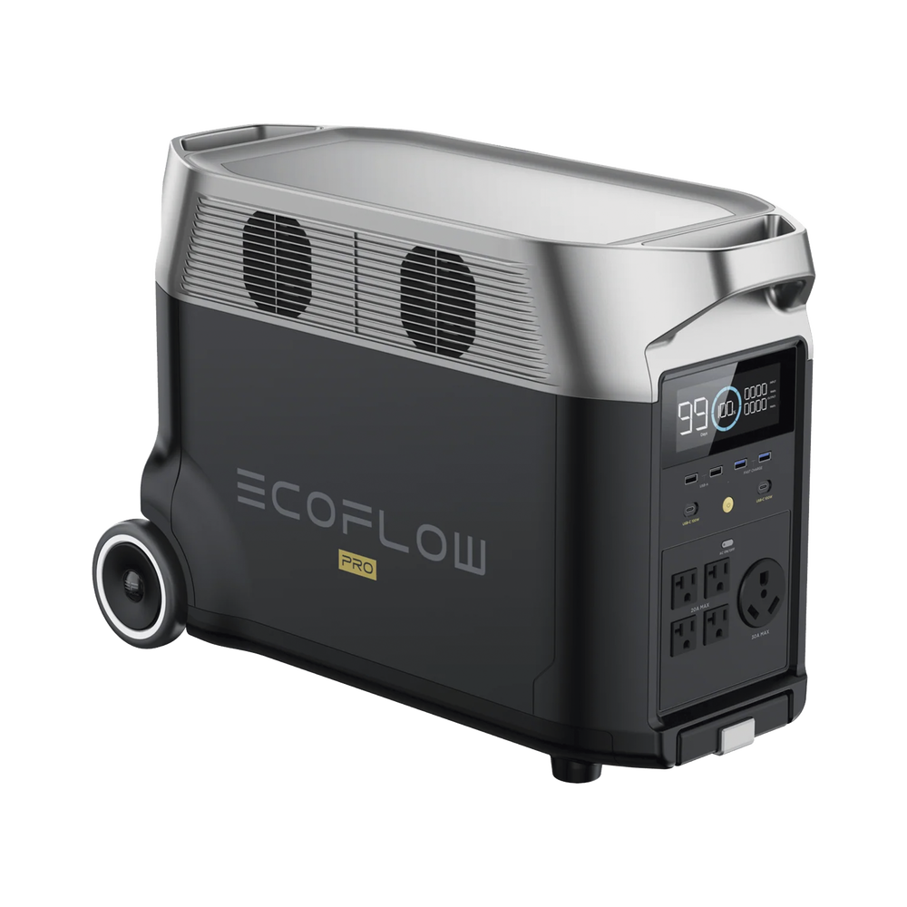 DELTA PRO | Estación de Energía Portátil  3600Wh / 5 AC 3600W (7200W Pico) / 2 USB-C 200W / Capacidad para Aumentar Respaldo / Cargador de Coche 10A a 12.6V / Conectividad WiFi y Bluetooth (App) / Carga Solar 1600W Max. ECOFLOW
