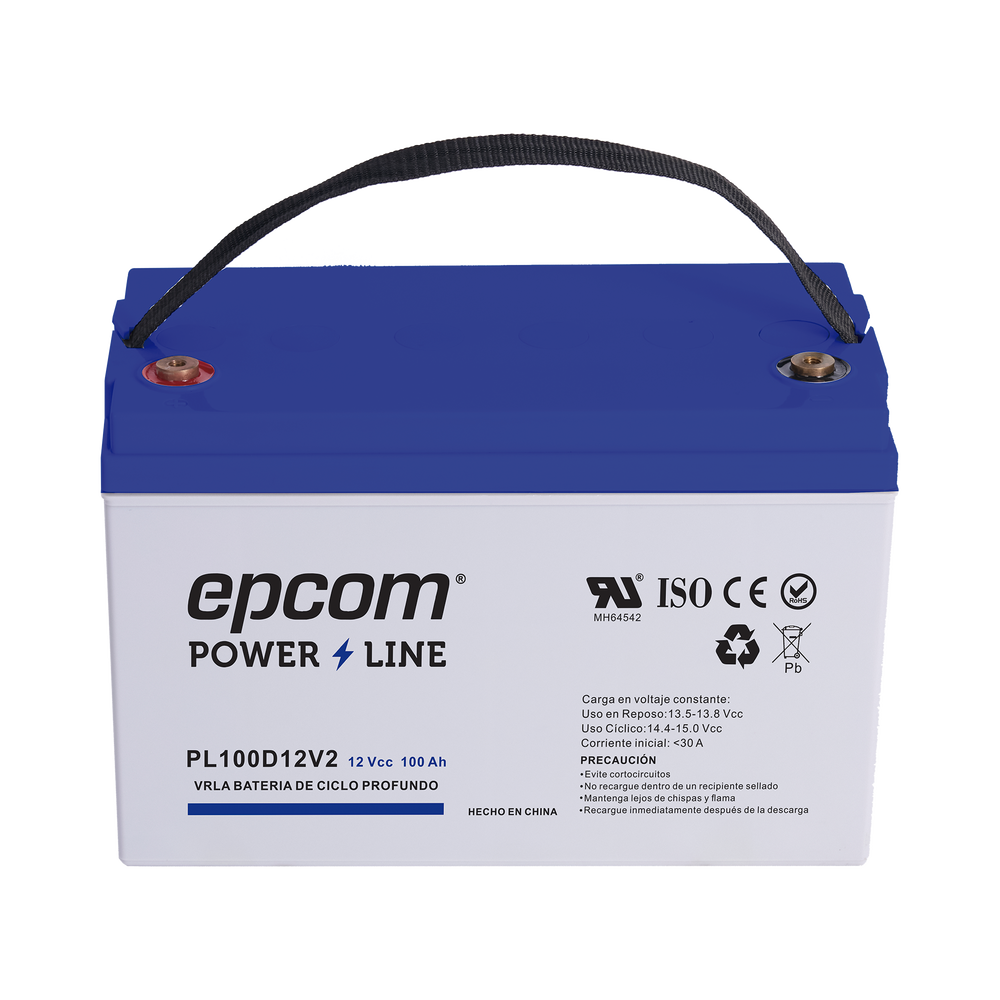 Batería 12 Vcc / 100 Ah / UL / Tecnología AGM-VRLA / CICLO PROFUNDO / Para uso en aplicaciones fotovoltaicas y de emergencia  / Terminales T4