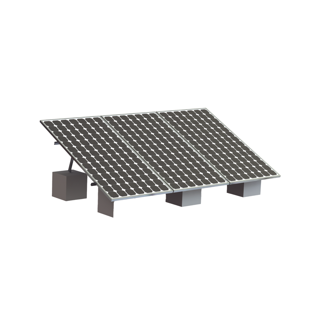 Montaje para 3 Paneles Solares, Riel "8" de 4050mm para Módulos con Espesor de 35mm, Velocidad de Viento Máx. 136km/h (20° a 45°), VEKTOR