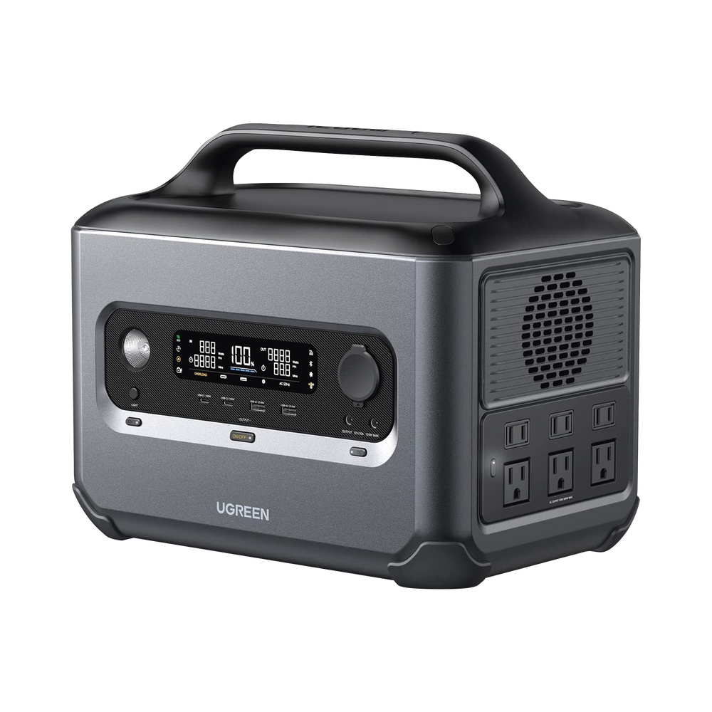 Estación de Energía Portátil 1200W (1024Wh) / 6 AC 1200 W / 2 USB-C 100W / 2 USB-A 22.5 W / 1 Toma de Encendedor / 2 Salidas CC5521 / Compatibilidad: BMS/WIFI/Bluetooth/APP / 10 años de Vida Util. UGREEN