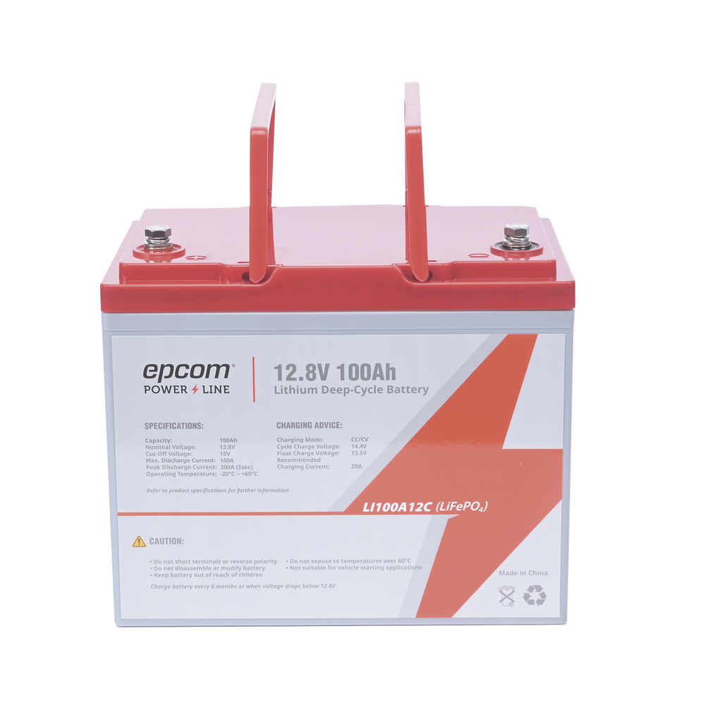 Batería de Litio Ciclo Profundo, 12V 100Ah LiFePO4 de 100 A de Descarga EPCOM POWERLINE