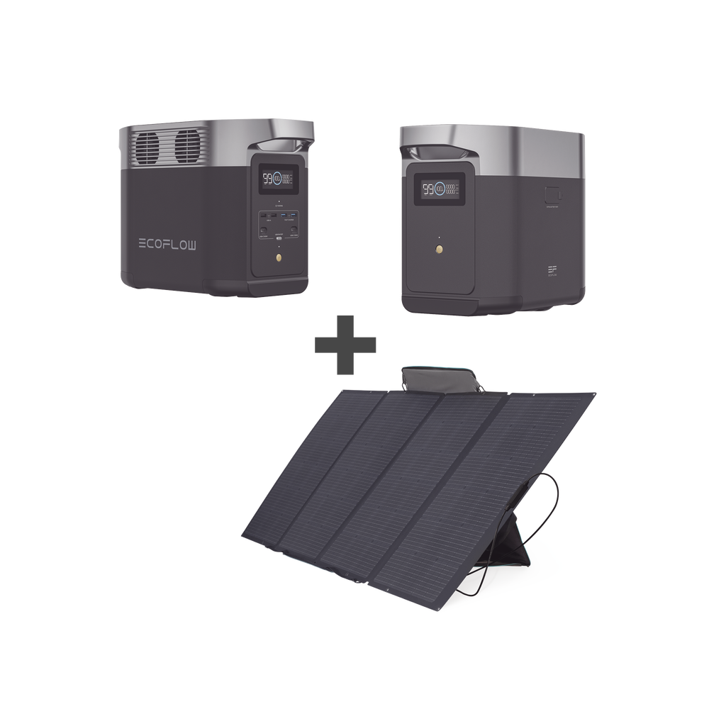 Kit de Estación de Energía Portátil 1024Wh + Batería Externa 1024Wh + Panel Solar Flexible 400W (2024Wh Totales) ECOFLOW