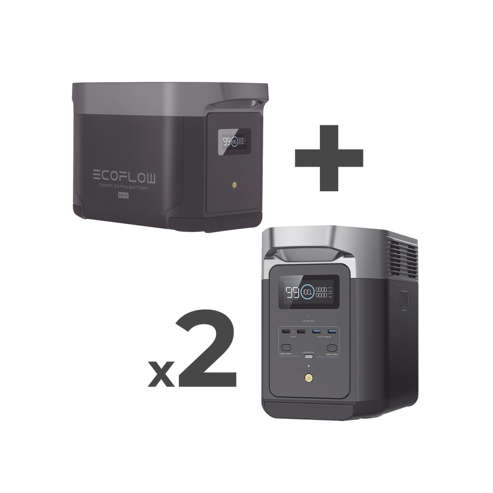 Kit de Estación de Energía Portátil 2048Wh + 2 Baterías Externas 2048Wh (6144Wh Totales) ECOFLOW