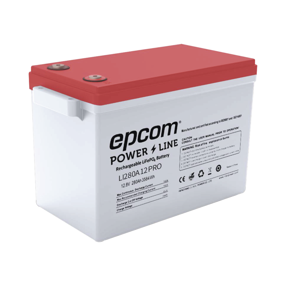 Batería de Litio Ciclo Profundo, 12.8Vcc 280Ah,  6000 ciclos, LiFePO4  , Solar, Marina, Máximo 140A de Descarga EPCOM POWERLINE