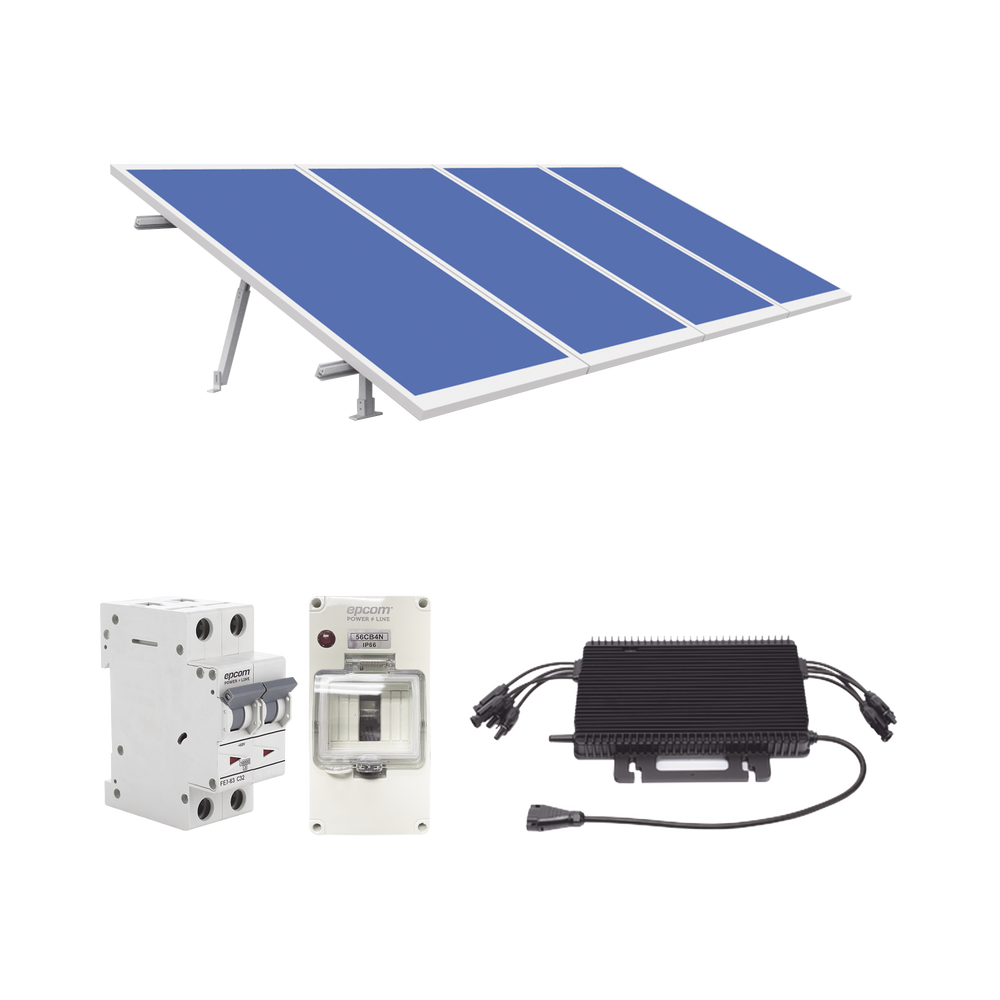 Kit Solar para Interconexión de 1.8KW de Potencia Pico 220Vca con Microinversor y 4 Módulos de 450 W (Incluye Montaje y Protecciones). HOYMILES