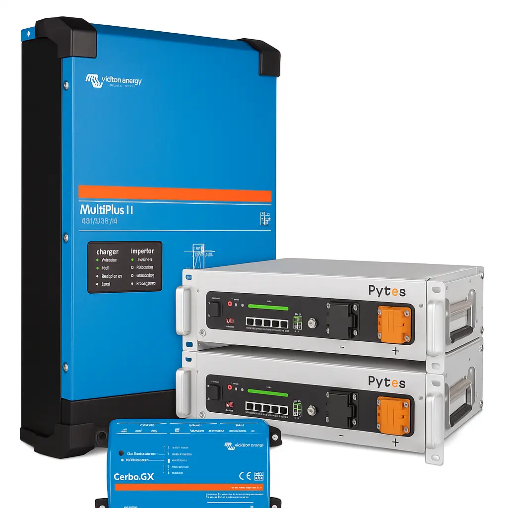 Kit Inversor híbrido de 5kva 120vca VICTRON + 2 x Batería de litio de 5khw (10kwh) PYTES
