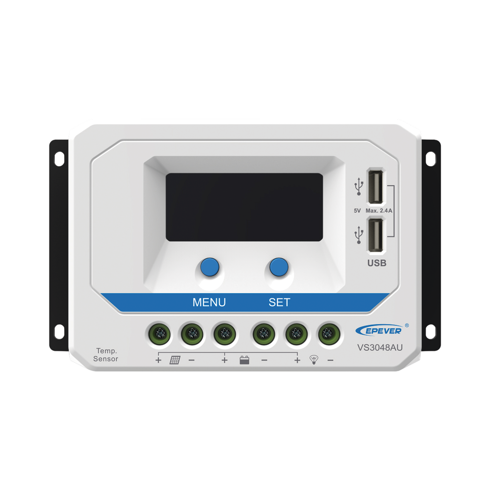 Controlador Solar de Carga PWM 12/24/36/48 V 30A, Salida USB, con Display, EPEVER