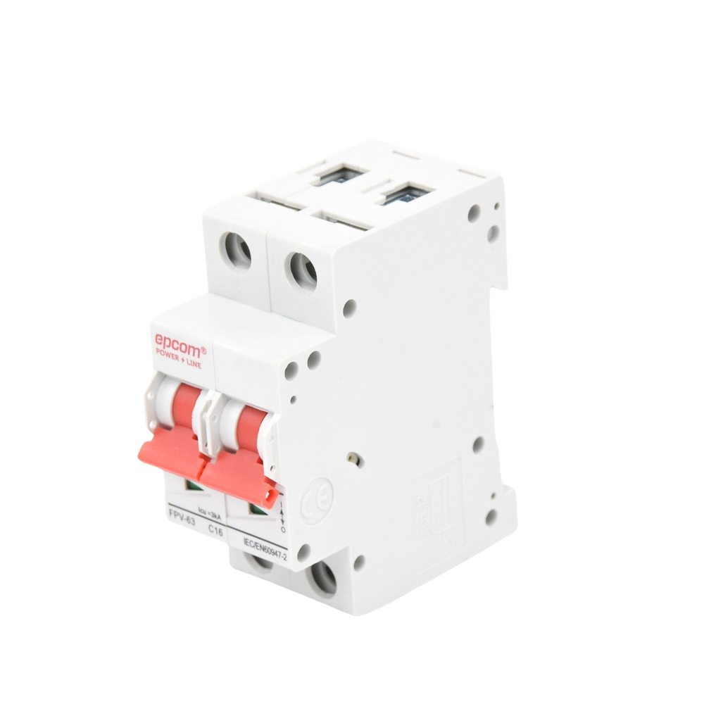 Interruptor Termomagnético 2P, 16A, Corriente Directa 800Vcd para Aplicación Fotovoltaica Montaje Riel DIN. EPCOM