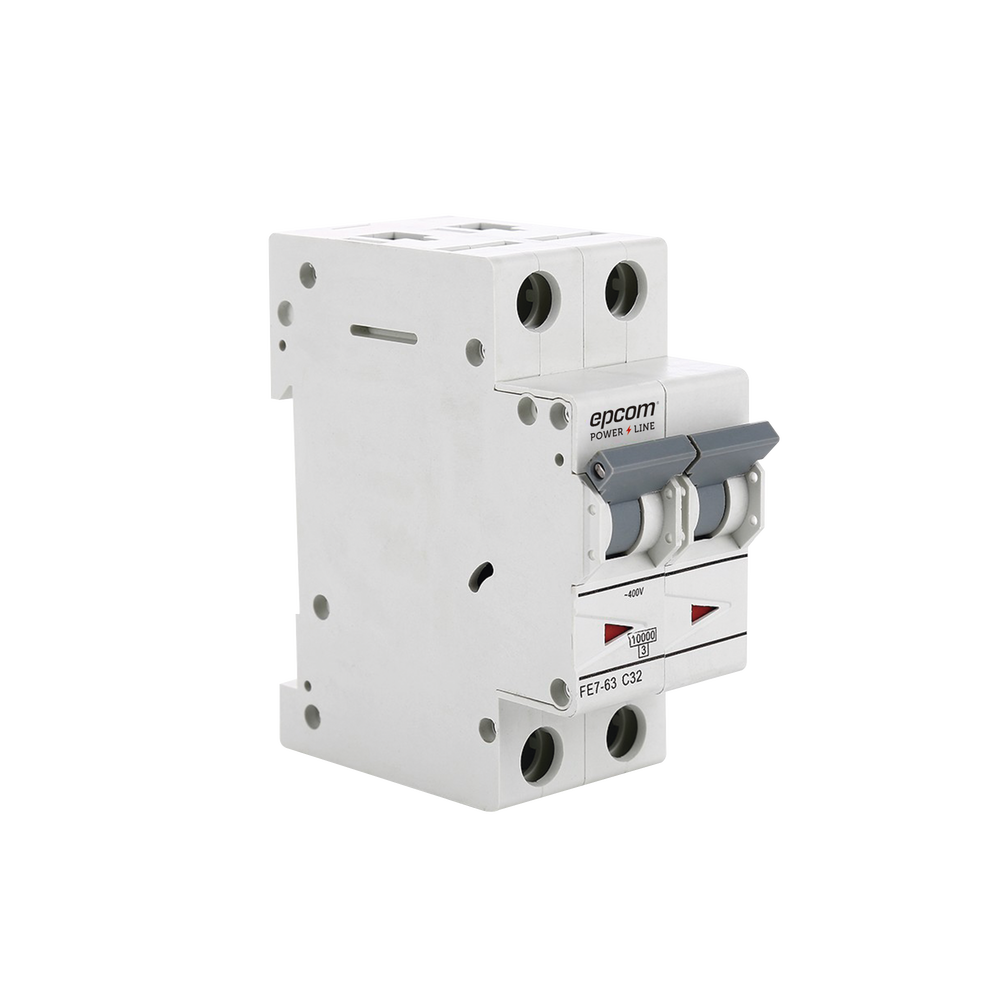 Interruptor Termomagnético 2P, 32A, Corriente Alterna 400 V CA para Aplicación Fotovoltaica Montaje Riel DIN