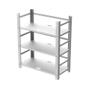 Estante Galvanizado de 3 Niveles para Instalación de 12 Baterías de Ciclo Profundo Similares a la PL-110-D12.