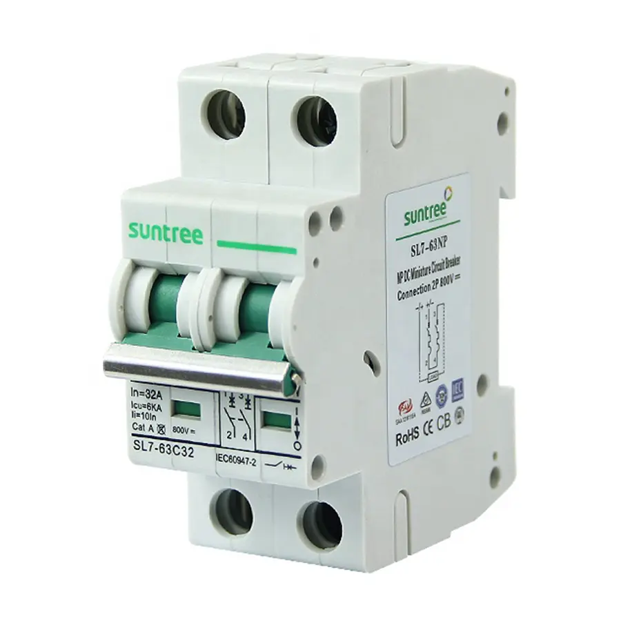 Interruptor termomagnético corriente directa 2X20A 550v Solar