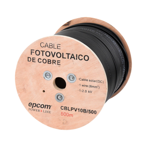 [CBL-PV-10B/500] Carrete de 500 Metros / Cable Fotovoltaico / Negro / 6mm² (10AWG) / 2000 Vcc