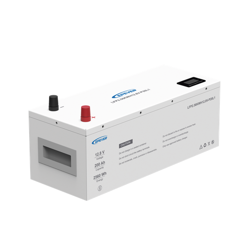 [LFP200EP128] Batería de litio LiFePO4 12V, 200Ah, 2.56kwh, pantalla LCD para monitoreo local, carcasa metálica