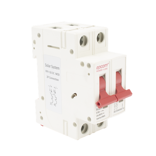 [FPV632PC20] Interruptor termomagnético 2P, 20A, Corriente Directa 800Vcd para Aplicación Fotovoltaica Montaje Riel DIN. EPCOM