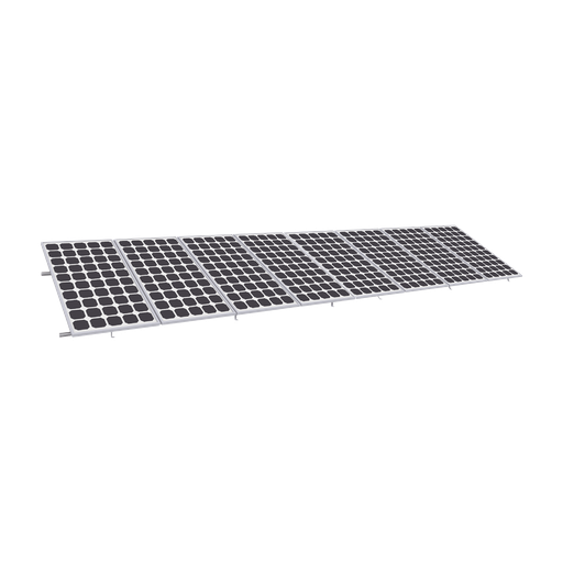 [KIT8PVEKTOR8R] Montaje de aluminio anodizado, arreglo 1x8 para paneles fotovoltaicos de 1134mm de ancho y 35mm de espesor, Velocidad de Viento Máx. 136km/h, Inclinación 20° a 45°, modelo: Vektor