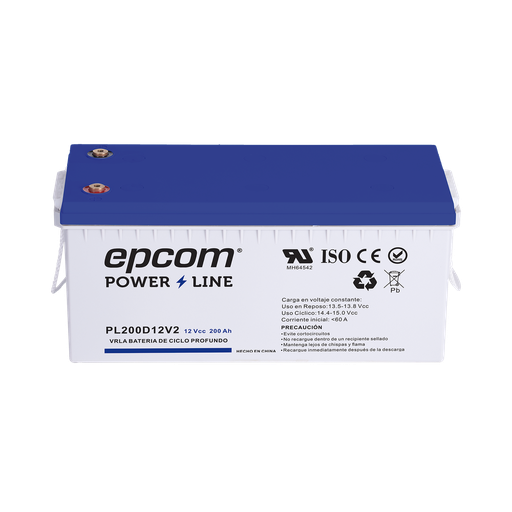 [PL200D12V2] Batería 12 Vcc / 200 Ah / UL / Tecnología AGM-VRLA / Ciclo profundo / Para uso en aplicaciones fotovoltaicas y de emergencia  / Terminales T5