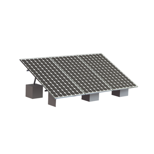 [VEKTOR8R3M] Montaje para 3 Paneles Solares, Riel "8" de 4050mm para Módulos con Espesor de 35mm, Velocidad de Viento Máx. 136km/h (20° a 45°), VEKTOR