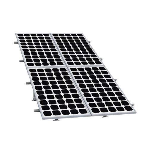 [VEKTOR5R2X2] Montaje para 4 Paneles Solares 2X2, Riel 5 de 2700mm para Módulos con Espesor de 30-35mm, Vel. de Viento Máx. 136km/h, VEKTOR
