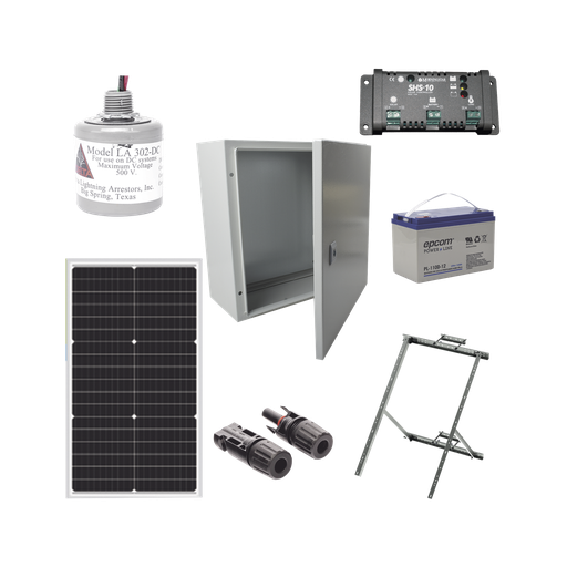 [PL12K] Kit Solar de 12 Vcc para alimentar energizador de cerca electrificada. Instalación de panel en poste.  EPCOM POWERLINE