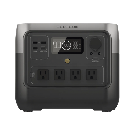 [EFR620] River 2 Pro | Estación de Energía Portátil 768Wh Litio LFP / 4 AC 800W (Max. 1600W) / 1 USB-C 100W / 3 USB -A 12W / Cargador de Coche 10A, 126W Max. / Conectividad WiFi y Bluetooth (App) / Carga Solar 220W Max. ECOFLOW