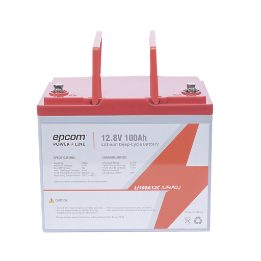 [LI100A12CV] Batería de Litio Ciclo Profundo, 12V 100Ah LiFePO4 de 100 A de Descarga EPCOM POWERLINE