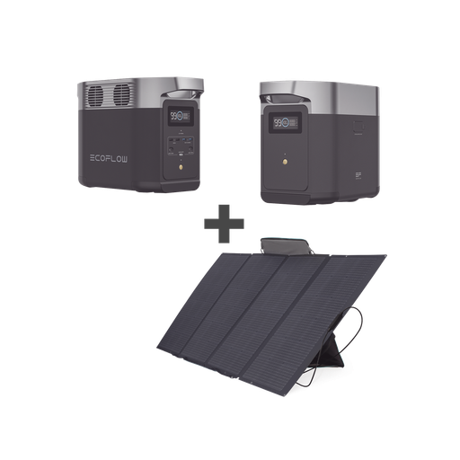 [DLT2KIT-BP] Kit de Estación de Energía Portátil 1024Wh + Batería Externa 1024Wh + Panel Solar Flexible 400W (2024Wh Totales) ECOFLOW