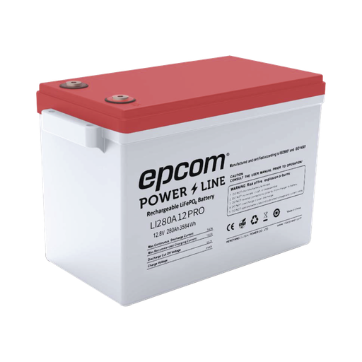 [LI280A12PRO] Batería de Litio Ciclo Profundo, 12.8Vcc 280Ah,  6000 ciclos, LiFePO4  , Solar, Marina, Máximo 140A de Descarga EPCOM POWERLINE