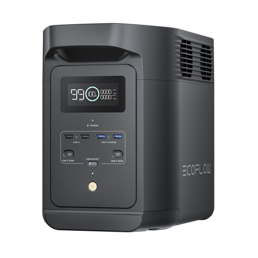 [E980] Estación de Energía Portátil de 980Wh Litio LFP / 10 Puertos AC 500 W (Max. 1000W) / 2 USB-C 100W / Cargador de Coche 10A a 12.6V / Conectividad WiFi y Bluetooth (App) / Carga Solar 500W Max. ECOFLOW