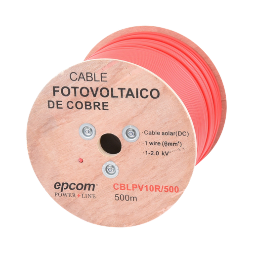 [CBL-PV-10R/500] Carrete de 500 Metros / Cable Fotovoltaico Rojo  / Material COBRE / 6mm² (10AWG) / 2000 Vcc EPCOM POWERLINE