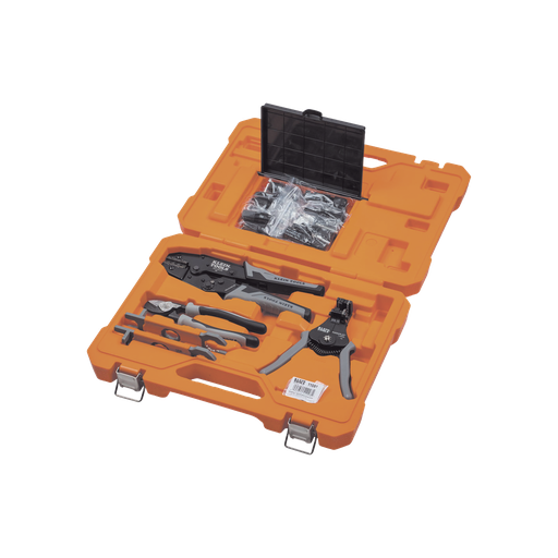 [92919S] Juego de Herramientas de Conexión Fotovoltaica (Solar), 6 Piezas: Estuche, 2 Llaves Aisladas MC4, Cortador 1/0 AWG Al, Pelacables 6-12 AWG Sólido y 8-14 AWG Trenzado, Ponchadora MC4T 10-14 AWG, KLEIN TOOLS