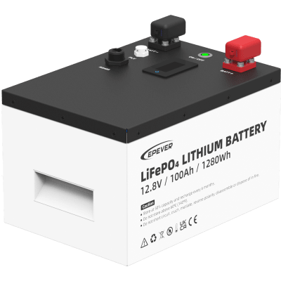 [LFP100EP128V2] Batería de Litio LiFePO4 12Vcc, 100Ah, 1.28kwh, Pantalla LCD para Monitoreo Local, Carcasa Metálica, EPEVER