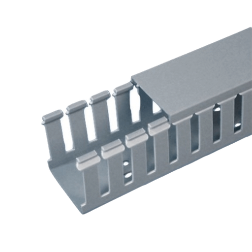 [FC3X3LG2] Canaleta Ranurada de PVC con Tapa, Tipo F, 82.6 mm de Ancho, 79.2 mm de Alto y 2 m de Largo, Color Gris PANDUIT