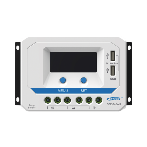 [VS-3048-AU] Controlador Solar de Carga PWM 12/24/36/48 V 30A, Salida USB, con Display, EPEVER
