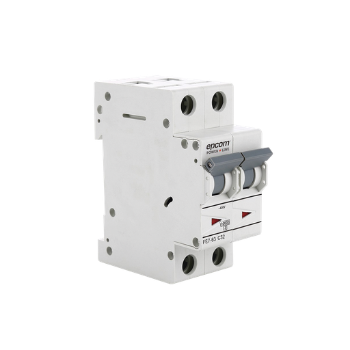 [FE763] Interruptor Termomagnético 2P, 32A, Corriente Alterna 400 V CA para Aplicación Fotovoltaica Montaje Riel DIN
