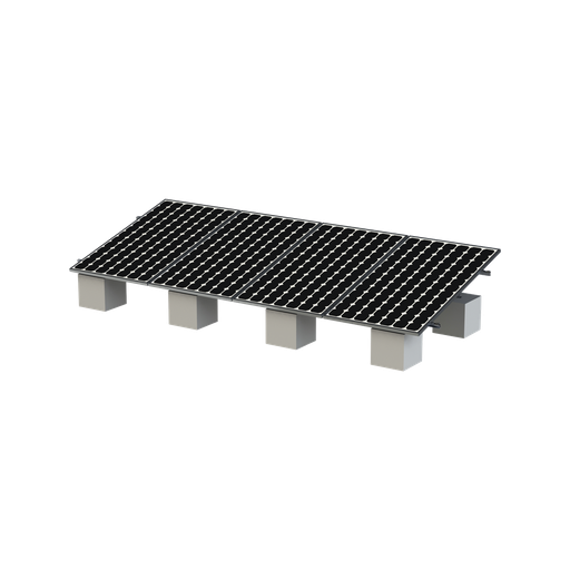 [VEKTOR8R] Montaje de aluminio anodizado, arreglo 1x4 para paneles fotovoltaicos de 1134mm de ancho y 35mm de espesor, Velocidad de Viento Máx. 136km/h, Inclinación 20° a 45°, modelo: Vektor