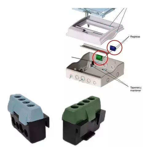 [SP65T2] Borne de conexión de 4 polos, 2 piezas (Neutro y Tierra) Omnium